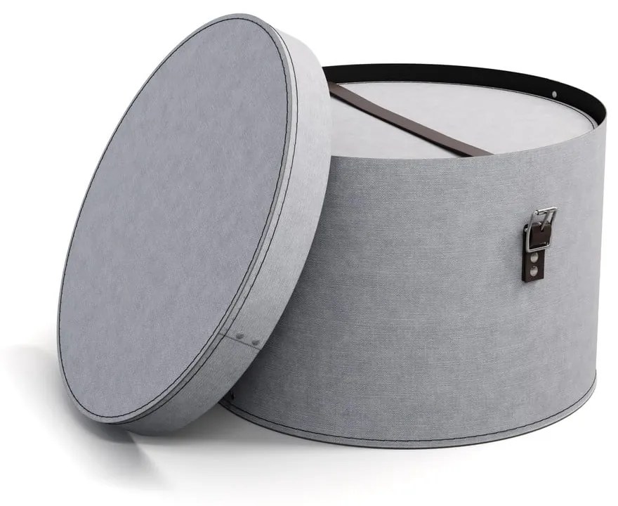 Világosszürke fedeles karton tárolódoboz szett 2 db-os ø 37,5x25,5 cm Rut – Bigso Box of Sweden