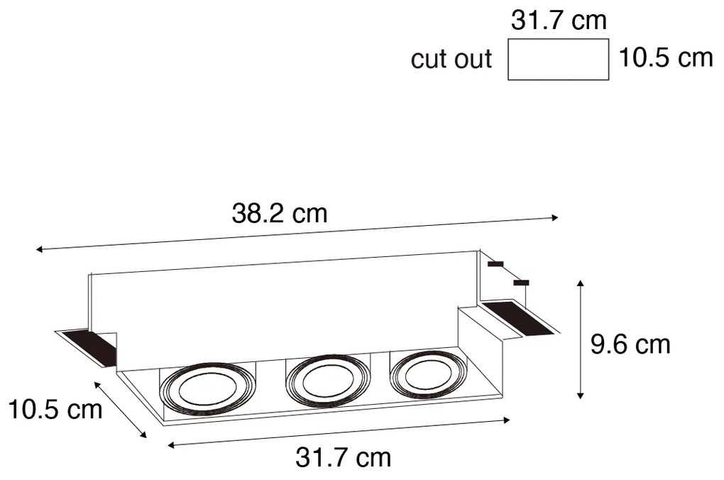 Beépített reflektor fehér GU10 AR70 keret nélküli 3-lámpás - Oneon