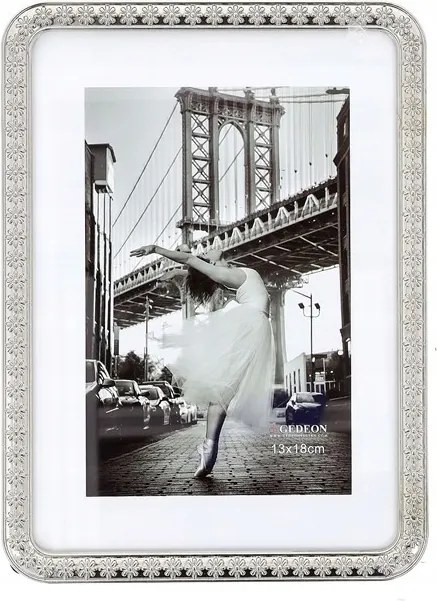 Stílusos fém képkeret 13x18 cm ezüst színben Ajándék