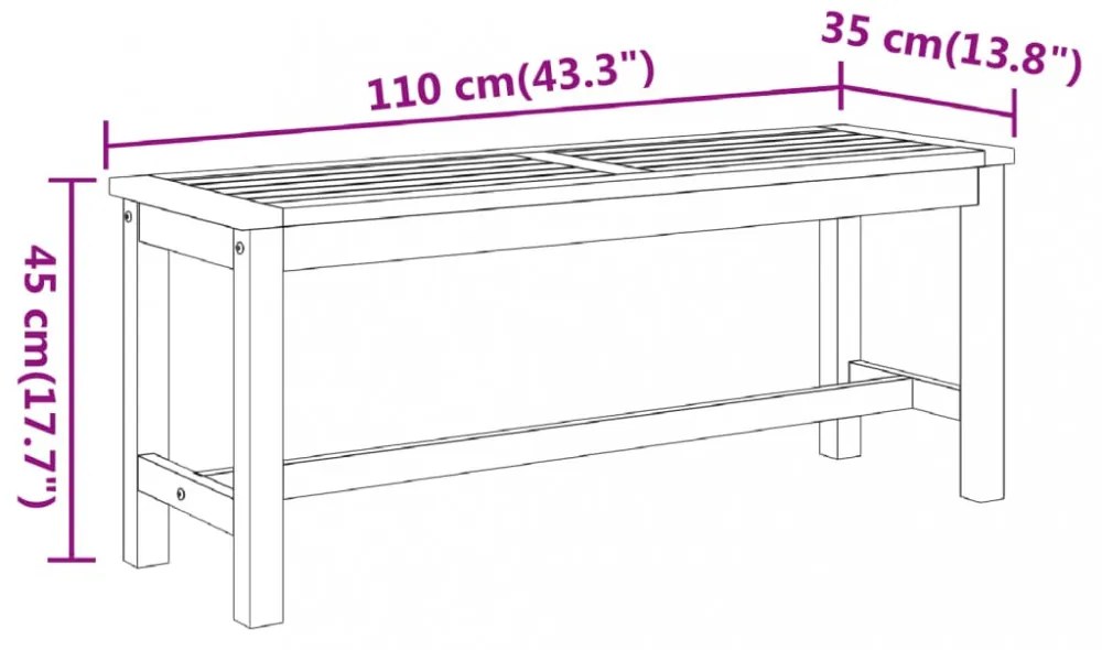 tömör akácfa kerti pad 110 x 35 x 45 cm