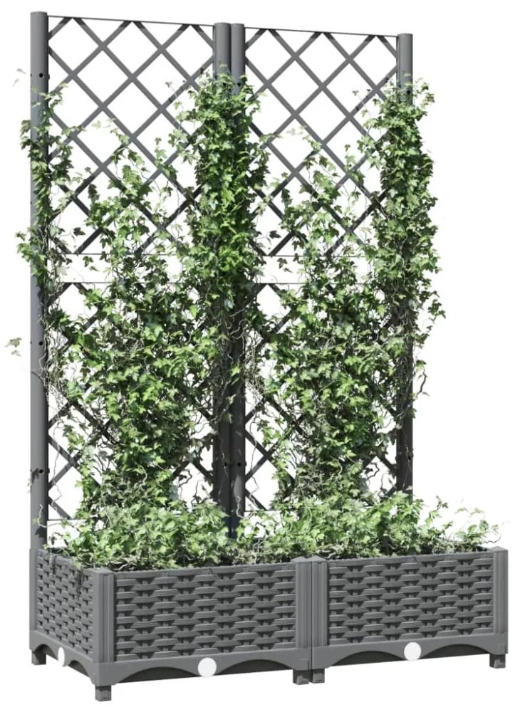 világosszürke PP rácsos kerti ültetőláda 80 x 40 x 121,5 cm