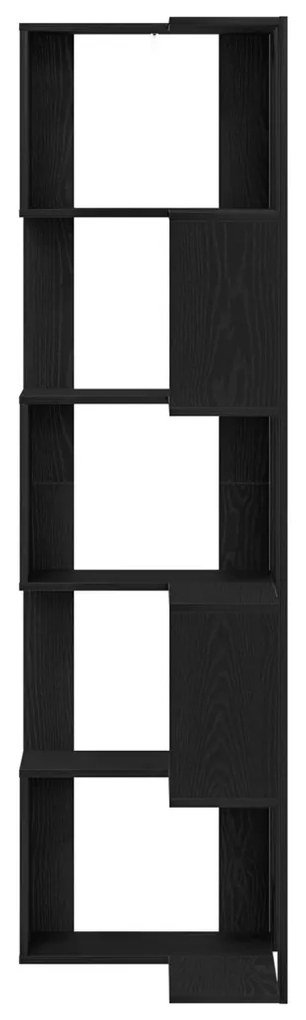 Sarok Könyvespolc 5 szintes Fekete Tölgy 50x50x179 cm Mérnöki Fa