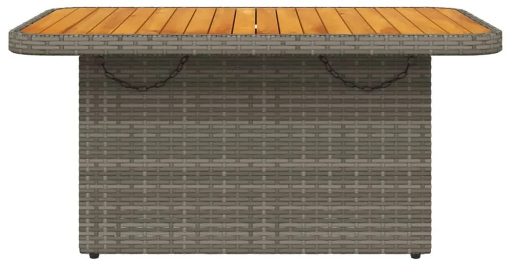szürke polyrattan és akácfa kerti asztal 90 x 55 x 71 cm