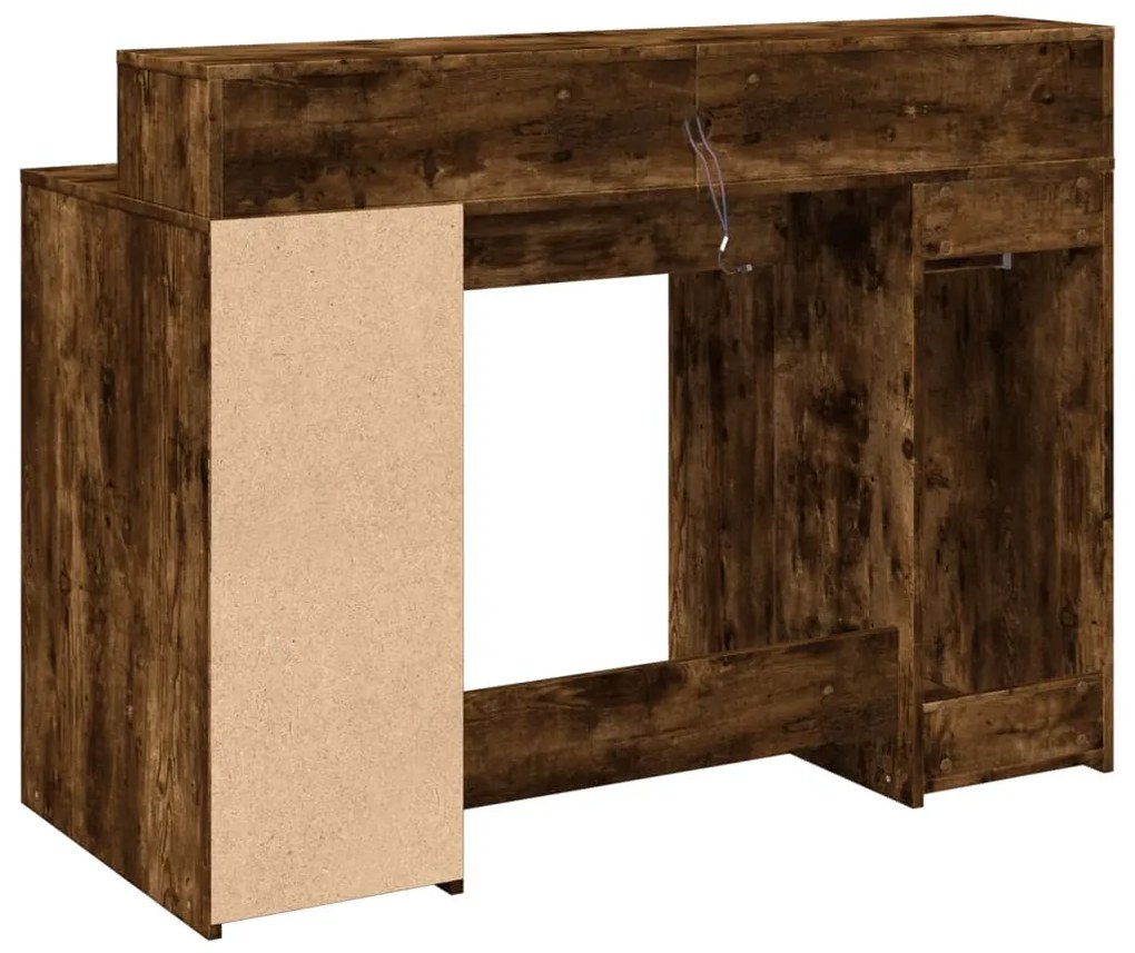 füstös tölgy színű szerelt fa íróasztal LED-ekkel 120x55x91 cm