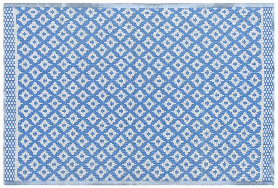 Kék Geometrikus Mintás Kültéri Szőnyeg 160 x 230 cm THANE Beliani