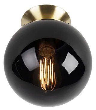 Art Deco mennyezeti lámpa sárgarézzel és fekete üveggel - Pallon