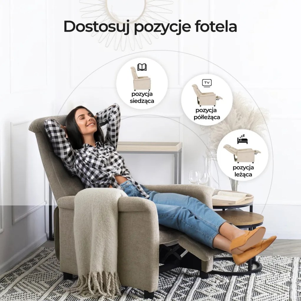 Tv és Relax Fotel Bézs Színben NORDI