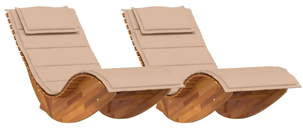 vidaXL Napozó párnával 2-személy 2 pcs Barna Tömör Akácfa