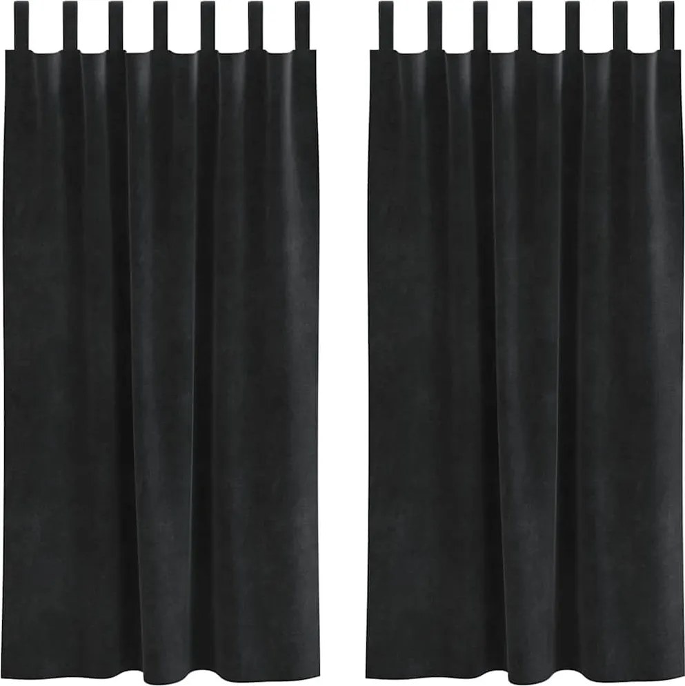 vidaXL Sötétítő függönyök 2 pcs Fekete 140 x 175 cm Bársony