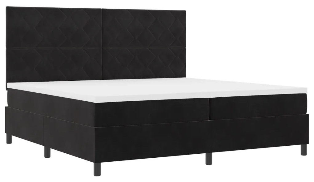 Box Spring ágy matraccal Fekete 200x200 cm Bársony