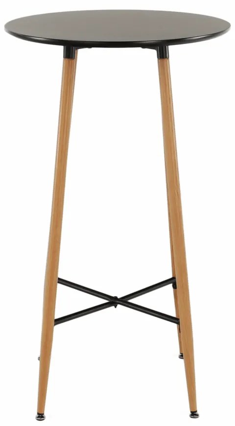 Bárasztal, fekete/tölgy, átmérő 60 cm, IMAM
