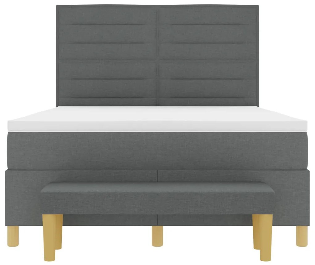 Boxspring ágy matraccal és paddal Sötétszürke 140x200 cm Szövet