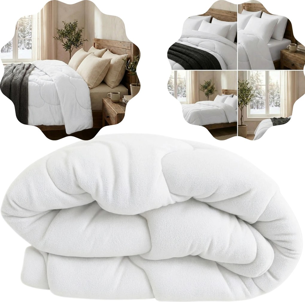 Téli paplan 160x200cm Polár Fehér Antiallergén Egész Éves