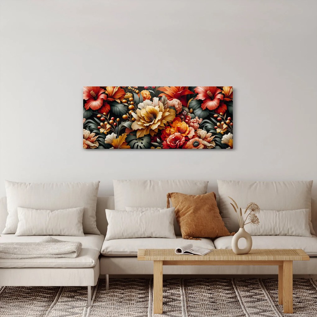 Kép - Narancs-vörös virágok (120x50 cm)