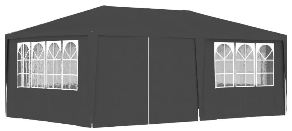 antracitszürke rendezvénysátor oldalfalakkal 4 x 6 m 90 g/m²