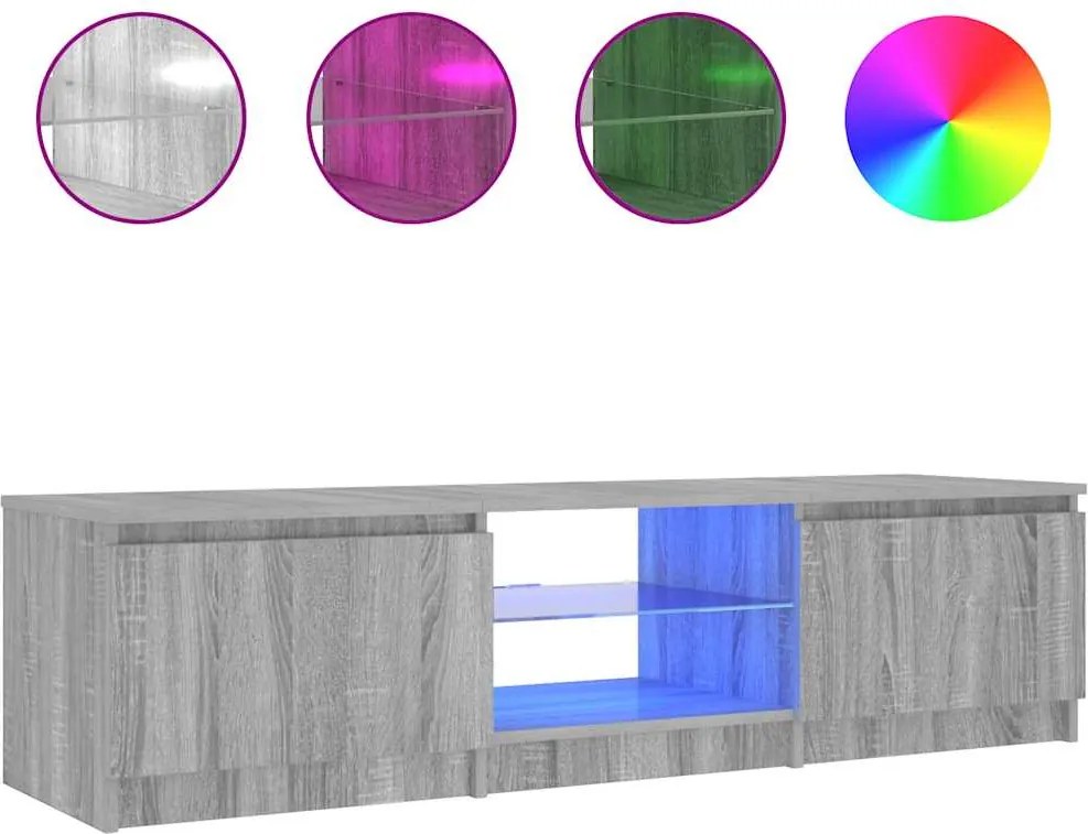 vidaXL szürke sonoma színű TV-szekrény LED-ekkel 140 x 40 x 36 cm