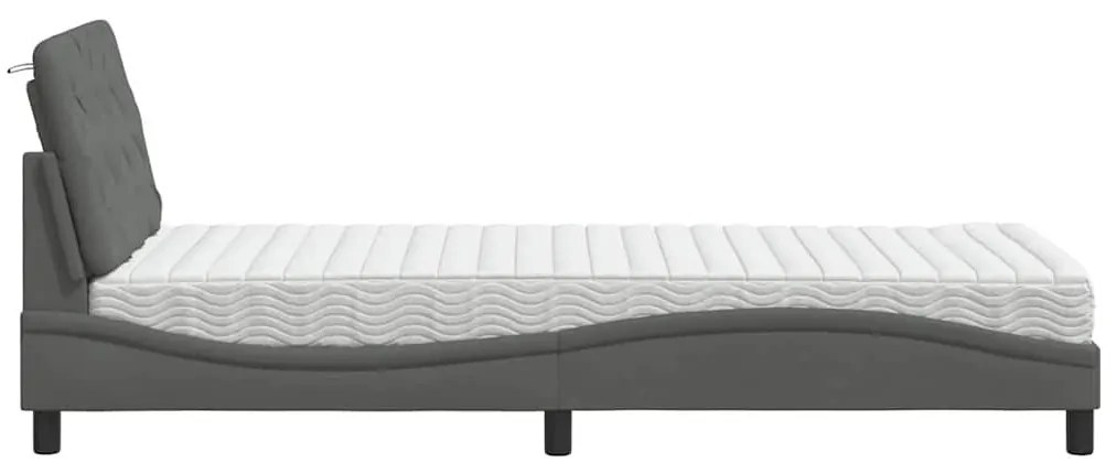 sötétszürke szövet ágy matraccal 90x200 cm
