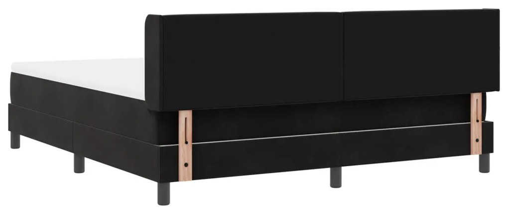 Boxspring Ágy Matrac Alappal Fekete 180x200 cm Bársonyos
