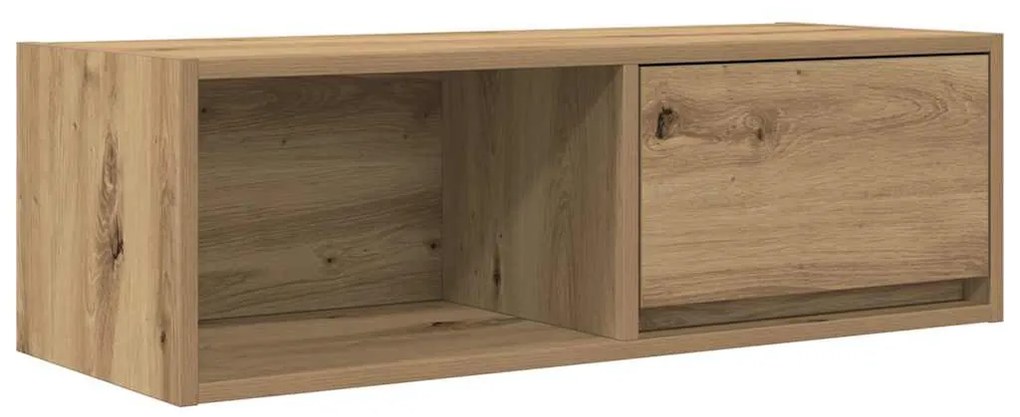 kézműves tölgy színű szerelt fa TV-szekrény 80x31x25,5 cm
