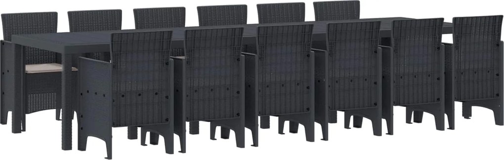 vidaXL Kert étkező szett 13 pcs Antracit Polt rattan