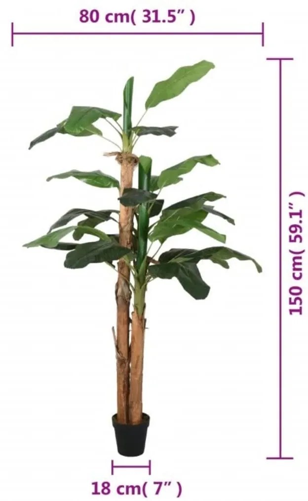 zöld mű banánfa 18 levéllel 150 cm