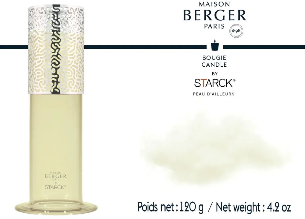 Starck gyertyatartó + gyertya Peau d'Ailleurs/hosszan tartó arc 120g zöld - Maison Berger Paris