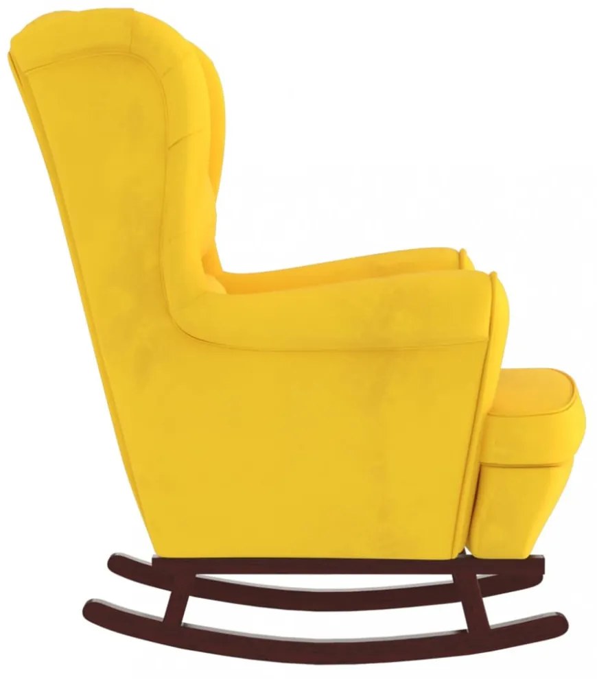 hintaszék, sárga bársony és tömörfa háttámlával