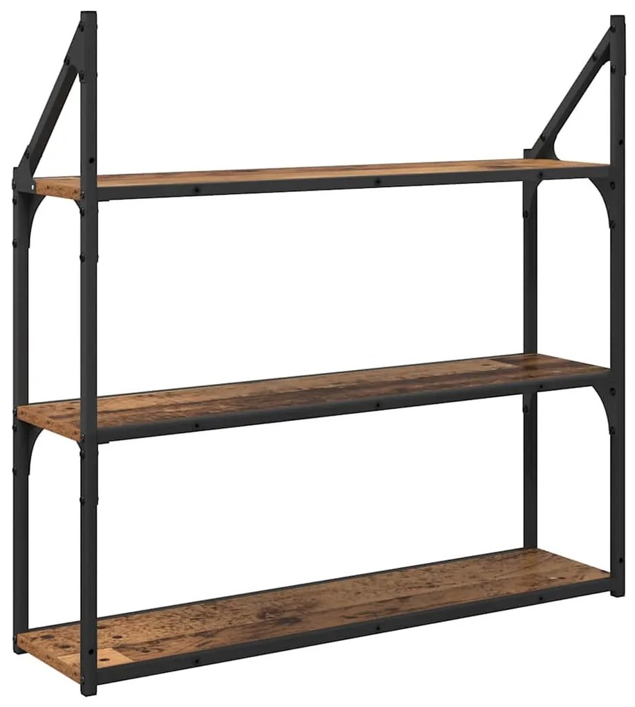 vidaXL Falpolc polcokkal tárolóval Öreg fa 80 x 21 x 78,5 cm Faanyag