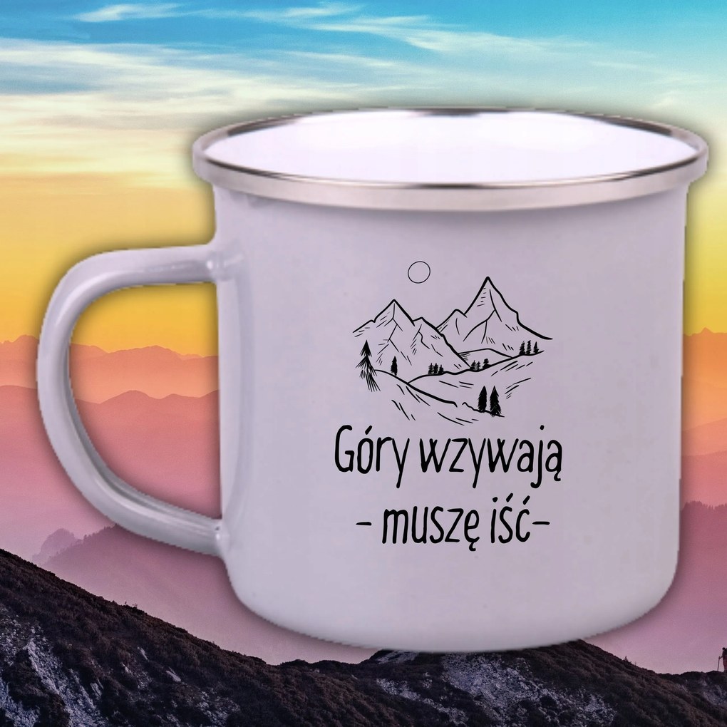 Zománcozott Acél Bögre Vicces Ajándék Hegyek Hívnak Mennem Kell