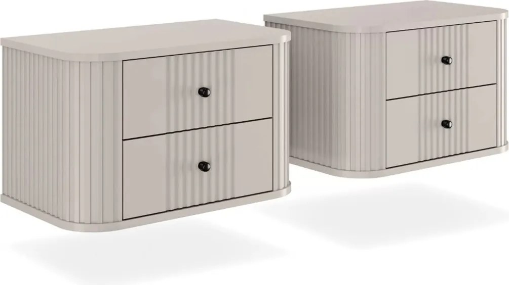 Vesper függő éjjeliszekrény készlet 56 cm - kasmír / fekete fogantyúk