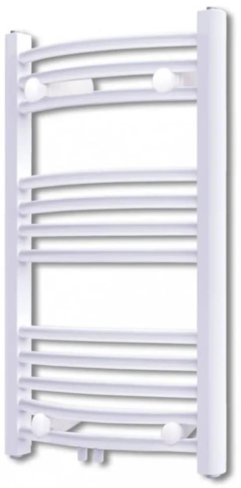 Fürdőszobai törölközőszárító radiátor központi fűtéssel oldalsó és középső csatlakozóval ívelt 500 x 764 mm