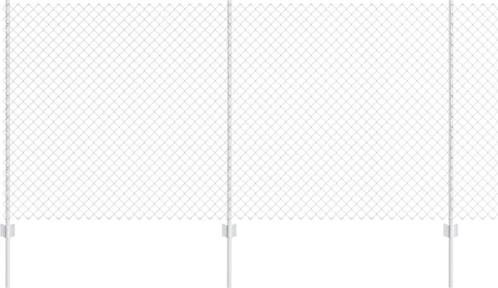vidaXL Kerítés oszlopokkal Ezüst 1,2 x 10 m Acél