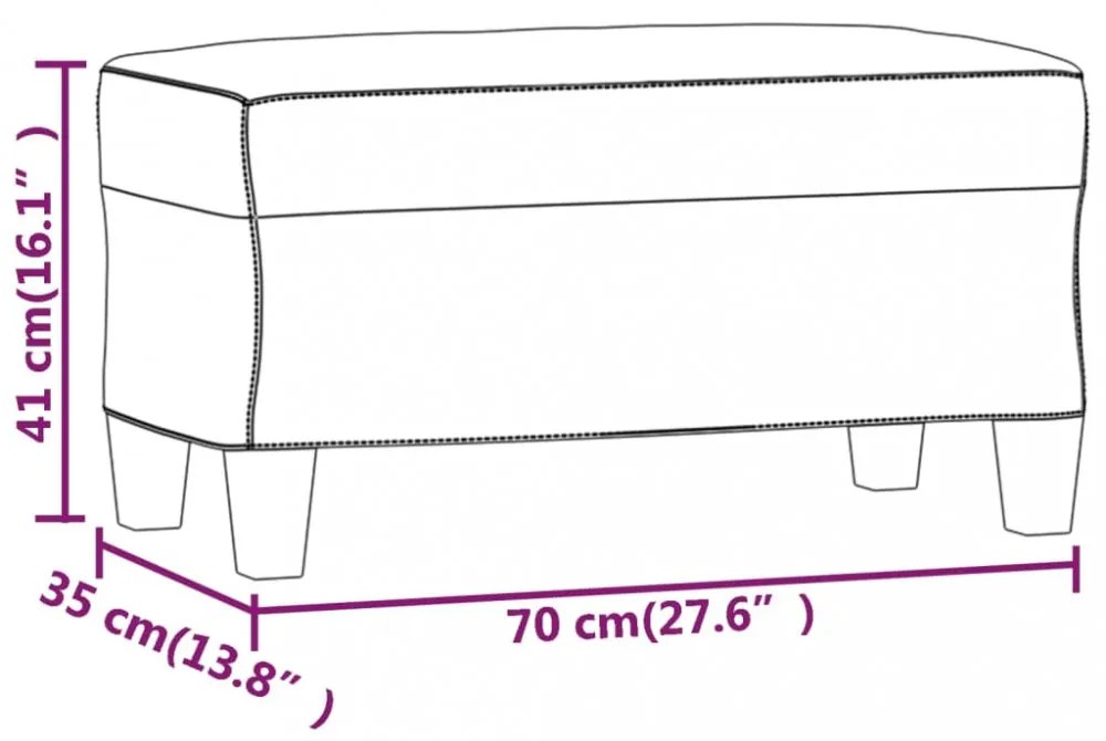 fekete műbőr pad 70 x 35 x 41 cm