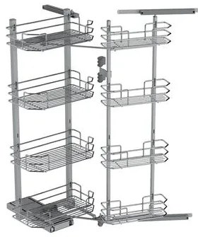 Konyhai fémrács, kamravasalat, 600mm, ezüst szürke, csillapított záródás, 8 kosár SIGE, Green Line 230B