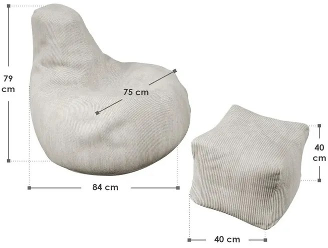 Juskys Chillex ülőzsák lábtartóval - bézs