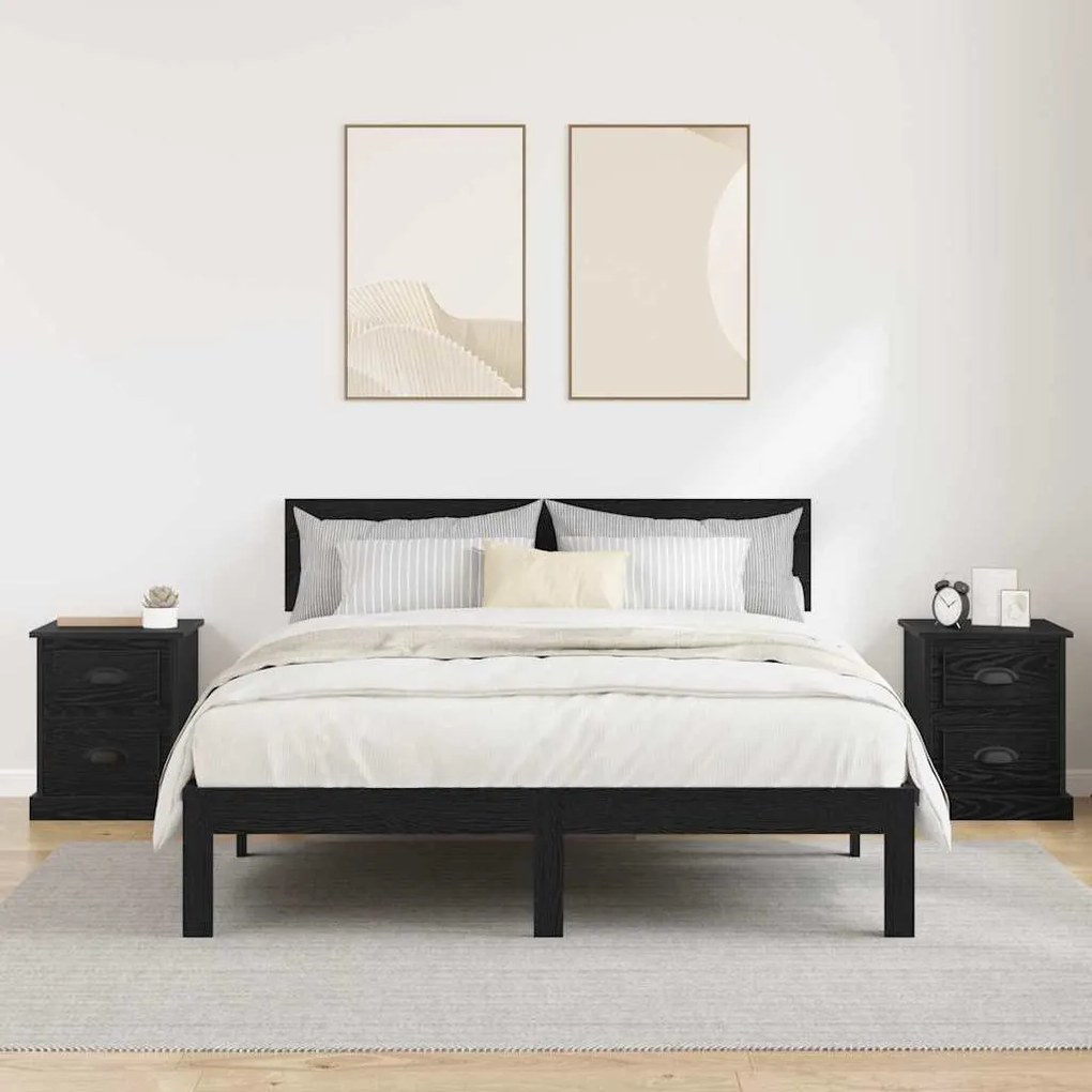Éjjeliszekrény 2 pcs Musta tammi 39 x 39 x 47.5 cm Faanyag