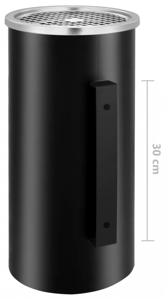fekete acél fali szemeteskuka hamutartóval 26 liter