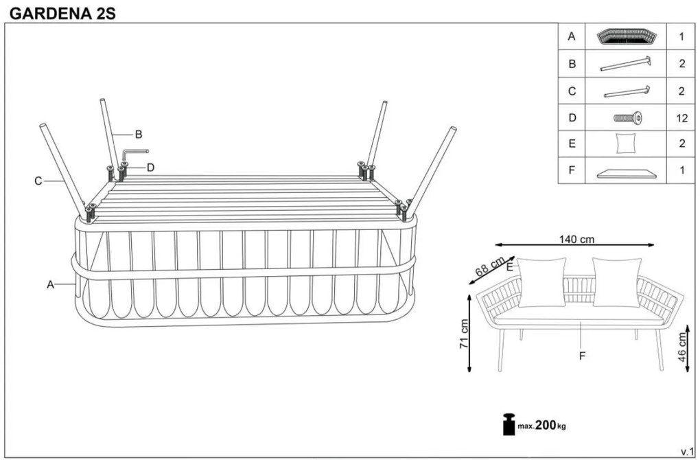 Rattan dupla fotel LIERNE 2S