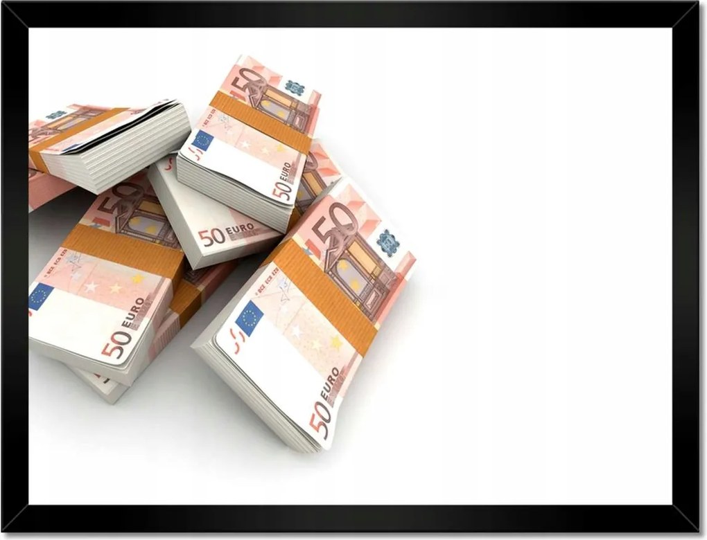 Poszterek keretben 40x30 Egy halom pénz Euro Bankjegyek