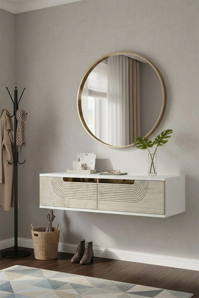 Meyra komód, fehér-travertin, 120 cm – TR555CHM1606