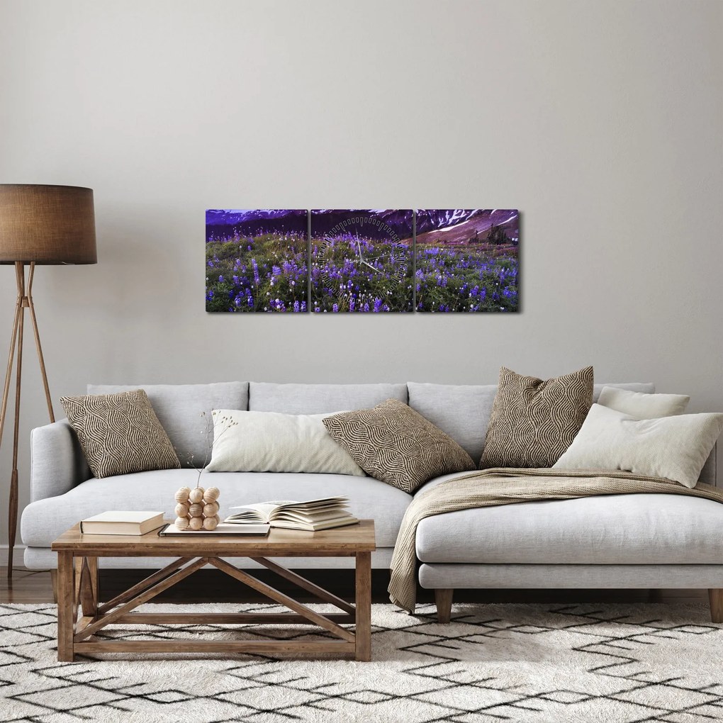 Kép - Vulkán és a virágok (órával) (90x30 cm)