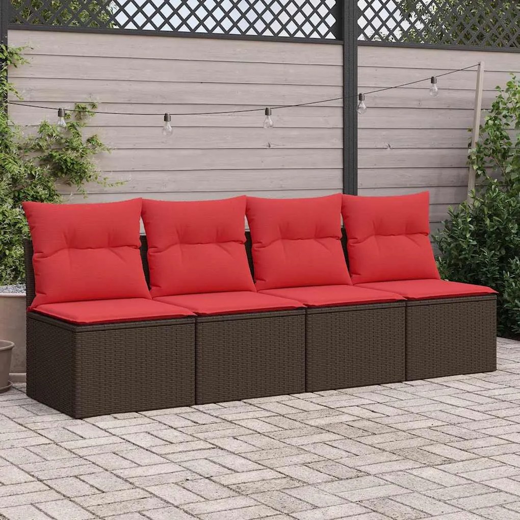vidaXL 2 részes barna polyrattan akácfa kerti ülőgarnitúra párnákkal