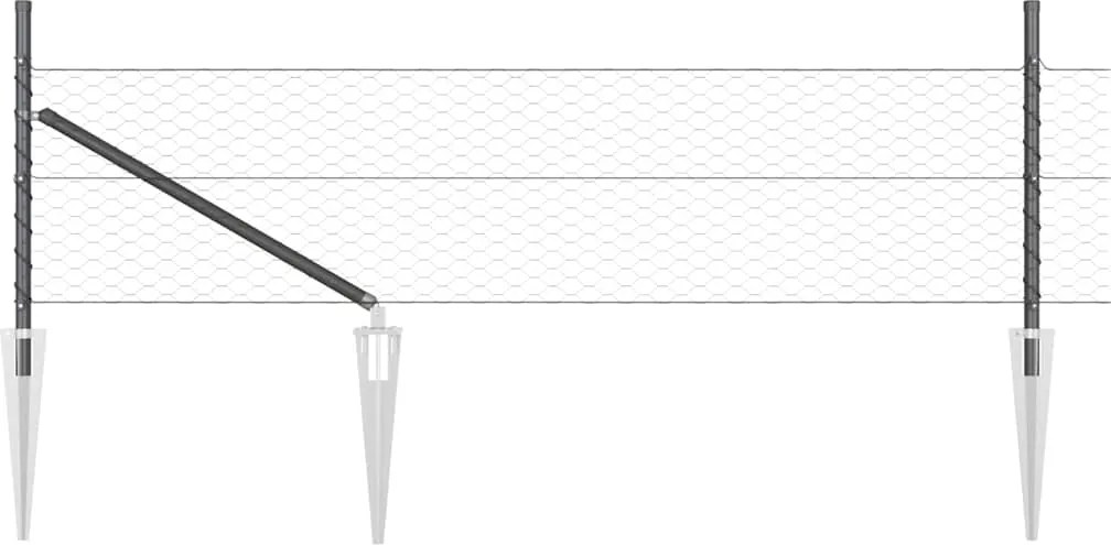 vidaXL Kerítésoszlop Szürke 100 x 0,8 m (36 mm háló) Acél és PVC
