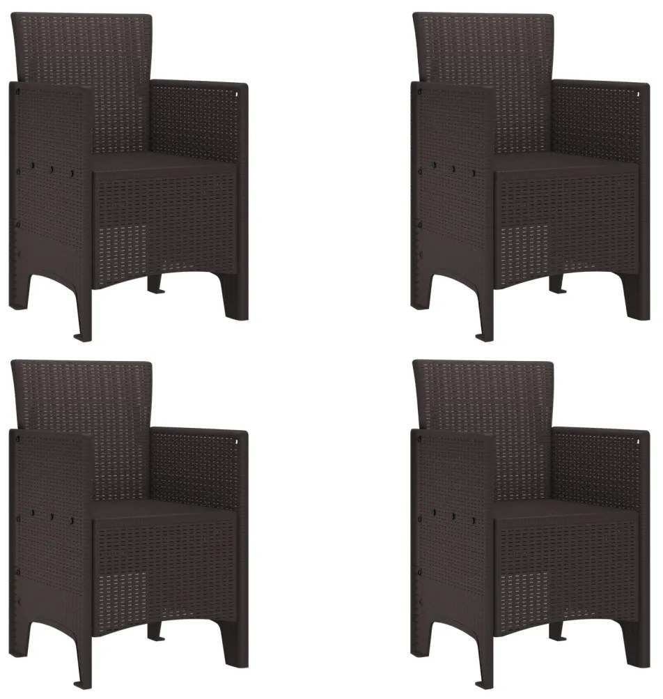 5 Részes Kerti Étkező Szett Barna Poly Rattan