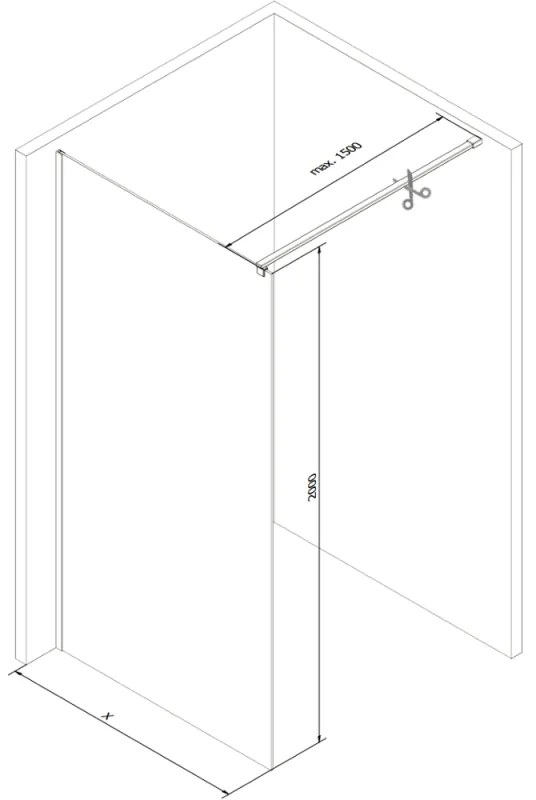 Mexen, Mexen Kioto zuhanykabin fala 170 x 200 cm, átlátszó 8 mm, króm - 800-170-101-01-00