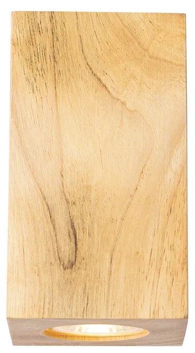 Rusztikus fali lámpa fa négyzet 2-lámpás - Sandy