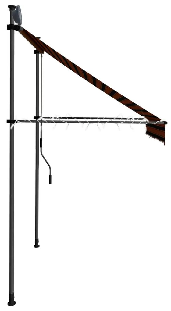 Narancssárga-barna kézzel feltekerhető LED-es napellenző 200 cm