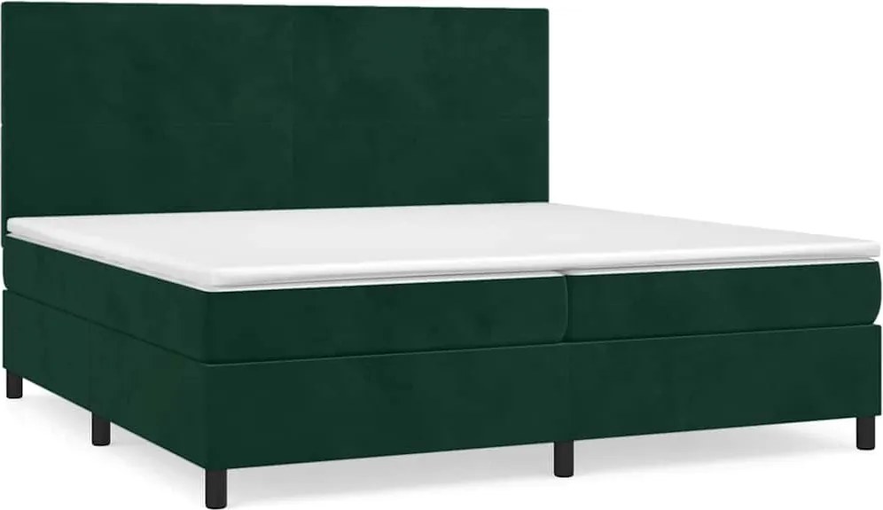vidaXL sötétzöld bársony rugós ágy matraccal 200x200 cm