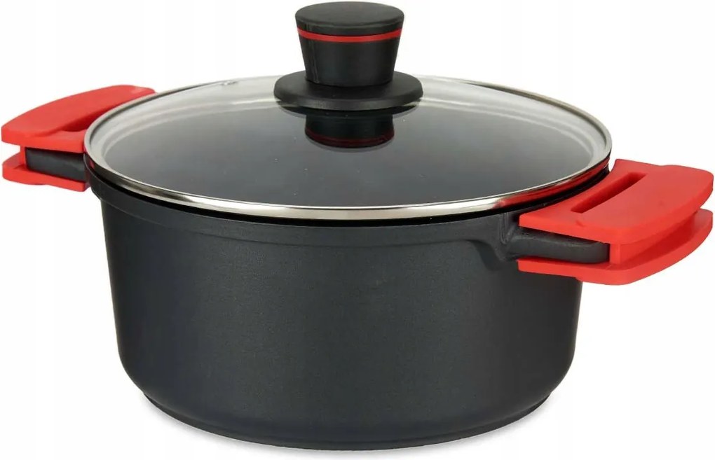 Edény Fedővel Alumínium Kerek Fekete 25X15 CM Molten Fogantyúkkal