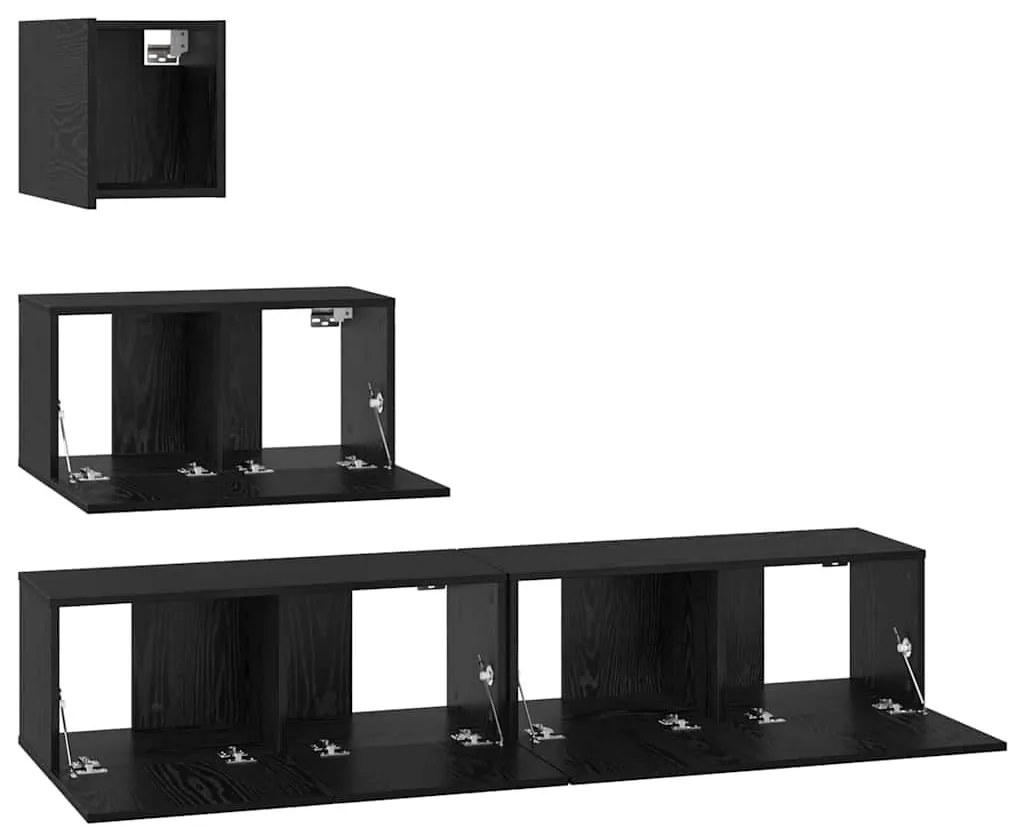 Fali TV Szekrény 4 pcs Musta tammi 80 x 30 x 30.5 cm Faanyag